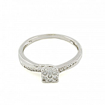 9ct white gold Diamond 0.10cts Cluster Ring size N